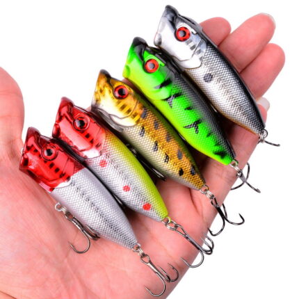 1pcs 7cm 12g Popper Fishing Lure Hard Artificial Bait Topwater With 2 Treble Hooks Carp Fishing 1