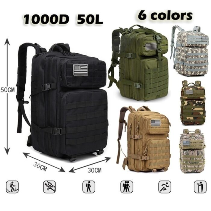 30l 50l 1000d Nylon Waterproof Trekking Fishing Hunting Bag Backpack Outdoor Military Rucksacks Tactical Sports Camping 1