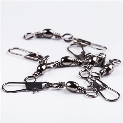 4 Size 100pcs Pack Swivels Fishing Connector Pin Bearing Rolling Swivel Snap Fastlock Clips Fishhook Fishing 1