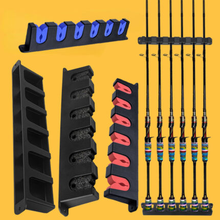 Fishing Rod Holders 6 Rod Rack Vertical Pole Holder Wall Mount Modular For Garage Fishing Pole