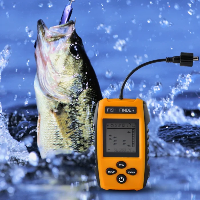 100m Portable Fish Finders 45 Degrees Handheld Fish Finder Ipx4 Waterproof Lcd Display For Ocean River