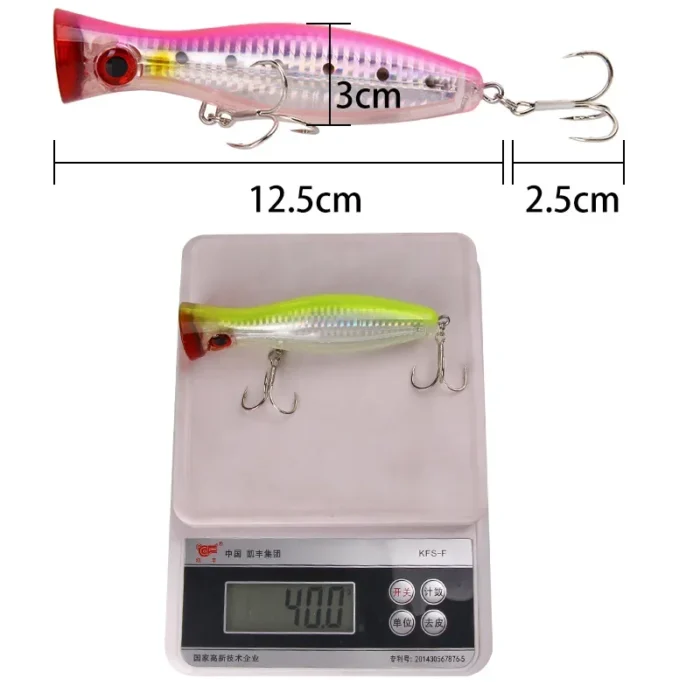 1pcs Popper Minnow Fishing Lure 12 5cm 40g Wobbler Topwater Hard Bait Artificial Bass Trout Fishing 4