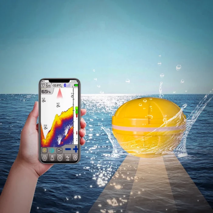 2023 New Wireless Fish Finder Depth Echo Sounder Dual Frequency Sonar Alarm Transducer Fishfinder Ios Android