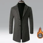 2024 Spring Fashion Men Slim Fit Long Sleeve Cardigans Blends Coat Jacket Suit Solid Mens Long