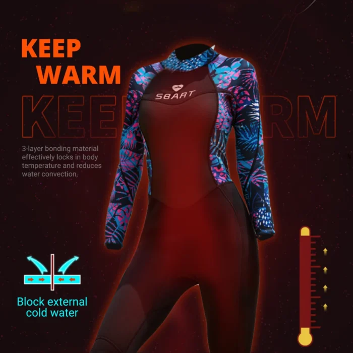 3mm Women S Diving Suit Neoprene One Piece Swimwear Warm Thickened Back Zipper Snorkeling Wetsuit Swimming 2