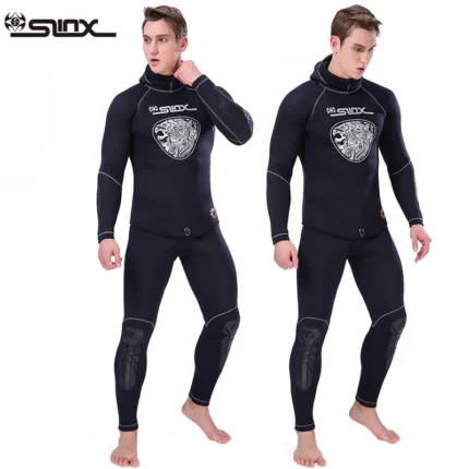 5mm Neoprene Hooded Wetsuit Men Surf Scuba Diving Suit Equipment Underwater Fishing Spearfishing Kitesurf Swimwear Warm 1