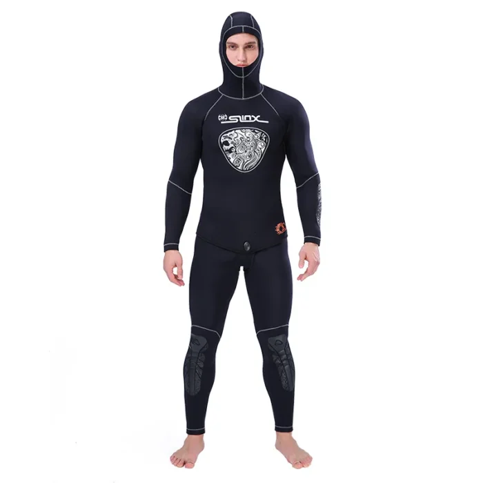 5mm Neoprene Hooded Wetsuit Men Surf Scuba Diving Suit Equipment Underwater Fishing Spearfishing Kitesurf Swimwear Warm 3