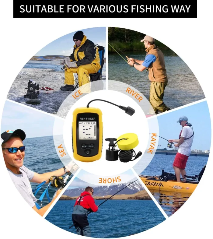 Alarm 100m Portable Sonar Fish Finders 45 Degrees Sonar Coverage Echo Sounder Alarm Transducer Lake Sea 3