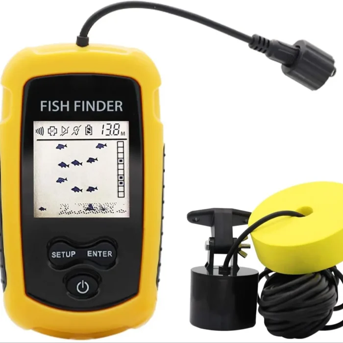 Alarm 100m Portable Sonar Fish Finders 45 Degrees Sonar Coverage Echo Sounder Alarm Transducer Lake Sea