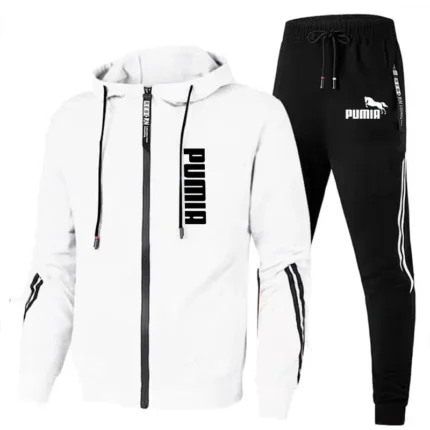 Autumn Winter Men Outdoor Sport Hoodies Tracksuit Fashion Zipper Jackets And Sweatpants Casual Male Fleece Printed 1