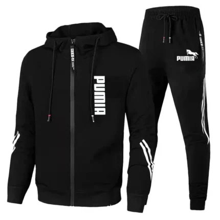 Autumn Winter Men Outdoor Sport Hoodies Tracksuit Fashion Zipper Jackets And Sweatpants Casual Male Fleece Printed