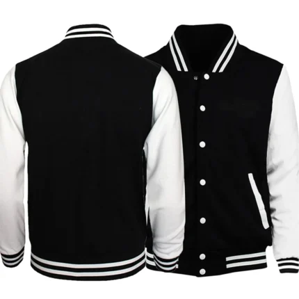 Black White Solid Color Jacket Loose Oversized Clothes Casual Men Baseball Clothes Personality Street Coat Warm