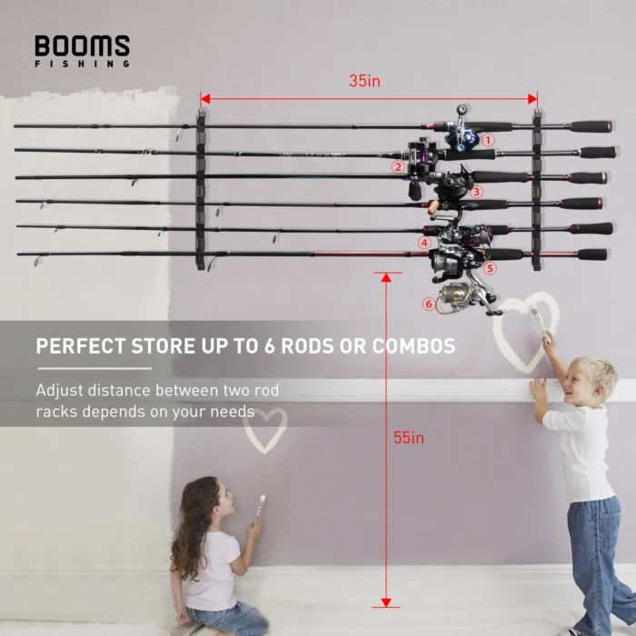 Booms Fishing Wv5 Horizontal 6 Rod Rack Fishing Rod Holder Pole Storage Tool Wall Mount Modular 1