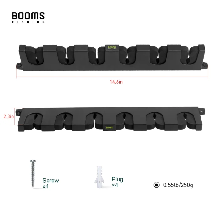 Booms Fishing Wv5 Horizontal 6 Rod Rack Fishing Rod Holder Pole Storage Tool Wall Mount Modular 2