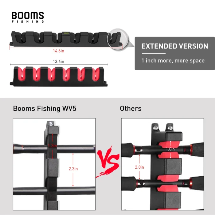 Booms Fishing Wv5 Horizontal 6 Rod Rack Fishing Rod Holder Pole Storage Tool Wall Mount Modular 4