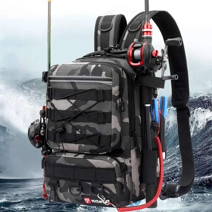 Camouflage Lure Fishing Bags Multi Functional Backpack Outdoor Sports Large Capacity Rod Fishing Tackle Bag