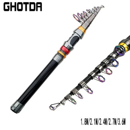 Carbon Telescopic 1 8 3 6m Superhard Long Distance Fishing Rod Ultra Light Portable Travel Spinning