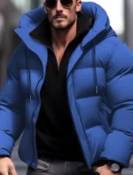 European And American Style Men S Velvet Thickened Hooded Cotton Jacket Strong Men Winter Gift Jacket 2