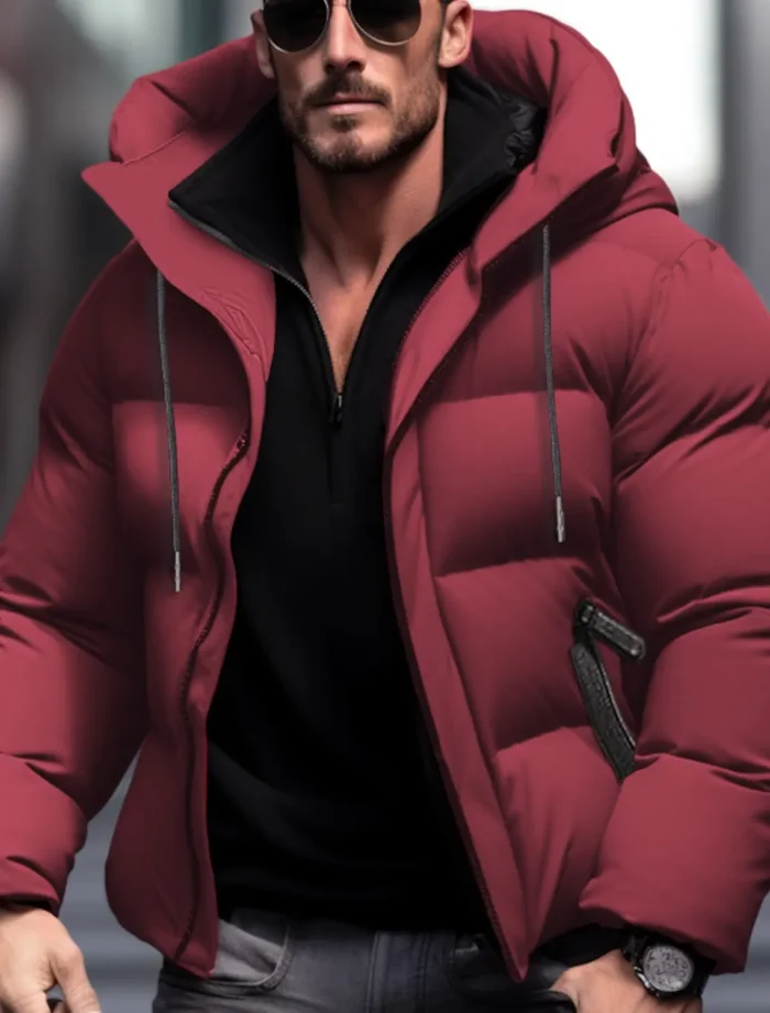 European And American Style Men S Velvet Thickened Hooded Cotton Jacket Strong Men Winter Gift Jacket 3