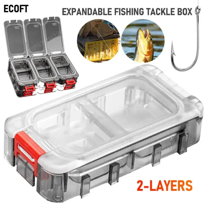 Expandable Fishing Tackle Box 2 Layers Fishing Tackle Organizer Case Fishing Hardware Toolbox Clear Fishing Tackle