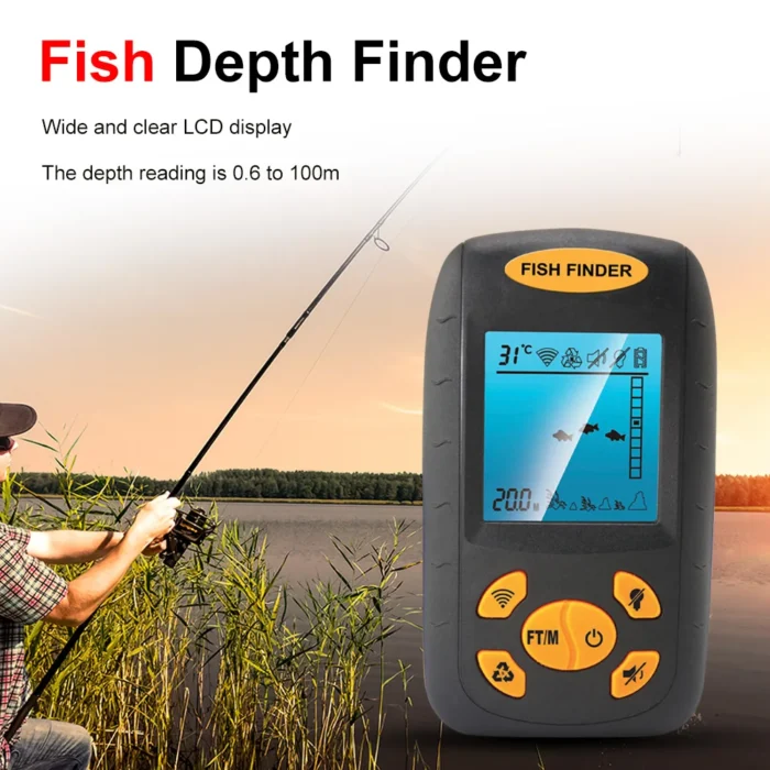 Fish Depth Finder Lcd Display Kayak Boat Fishfinder Battery Operated Underwater Fishing Finder 0 6 100m 1