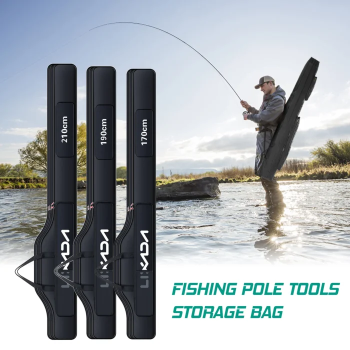 Fishing Bag Portable Folding Fishing Rod Reel Bag Fishing Pole Gear Tackle Tool Carry Case Carrier