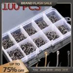 Fishing Hooks Set 100pcs Box 10 Series High Carbon Steel Single Circle Fishing Hook Fly Fishing