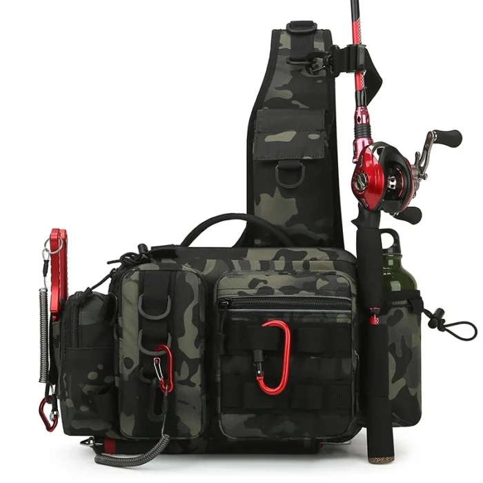 Fishing Lures Box Tackle Bag Multifunctional Tactical Waist Pack Single Crossbody Shoulder Backpack Gear Storage Camping