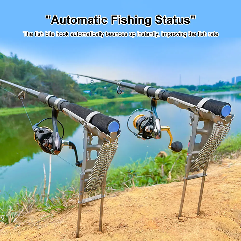 Fishing Rod Ground Holder Base Downhill Automatic Cane Support Stand Fish Pole Folding Holder Suitable Lakes