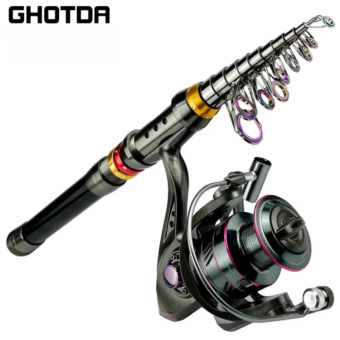 Fishing Rod And Reel Set Superhard Telescopic Fishing Rod 1 8 3 6m Spinning Reel 1000