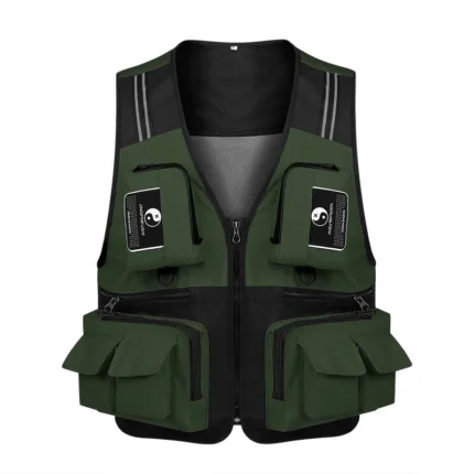 Fishing Vest Detachable Multiple Pockets Breathable Grid Mesh Comfortable Wear Resisting With Reflective Stripe 1