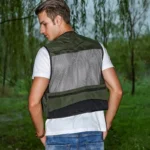 Fonoun Fishing Vest Detachable Multiple Pockets Breathable Grid Mesh Comfortable Wear Resisting With Reflective Stripe Ff63 5