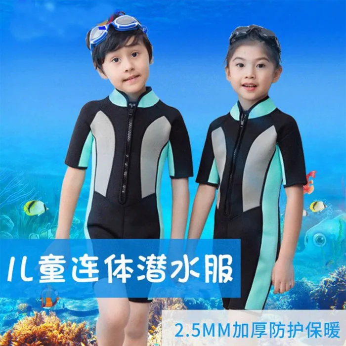 Girl Diving Suit 2 5mm Neoprene Wetsuit Kids Swimwear One Piece Short Sleeve Swimming Surfing Snorkeling 1