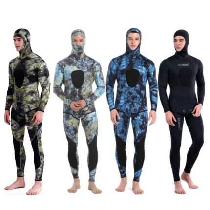 Hot 3mm Camouflage Wetsuit Long Sleeve Fission Hooded 2 Pieces Of Neoprene Submersible For Men Keep