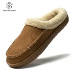 Home Men Slippers Winter Plush Warm Shoes Men Casual Flat House Indoor Bedroom Cotton Slides Comfort