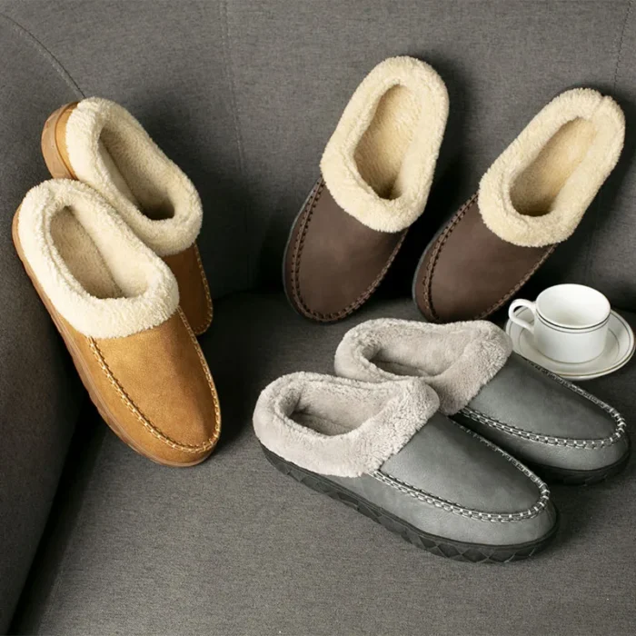 Home Men Slippers Winter Plush Warm Shoes Men Casual Flat House Indoor Bedroom Cotton Slides Comfort 3