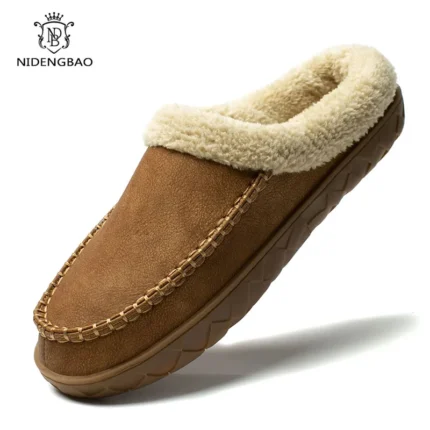 Home Men Slippers Winter Plush Warm Shoes Men Casual Flat House Indoor Bedroom Cotton Slides Comfort