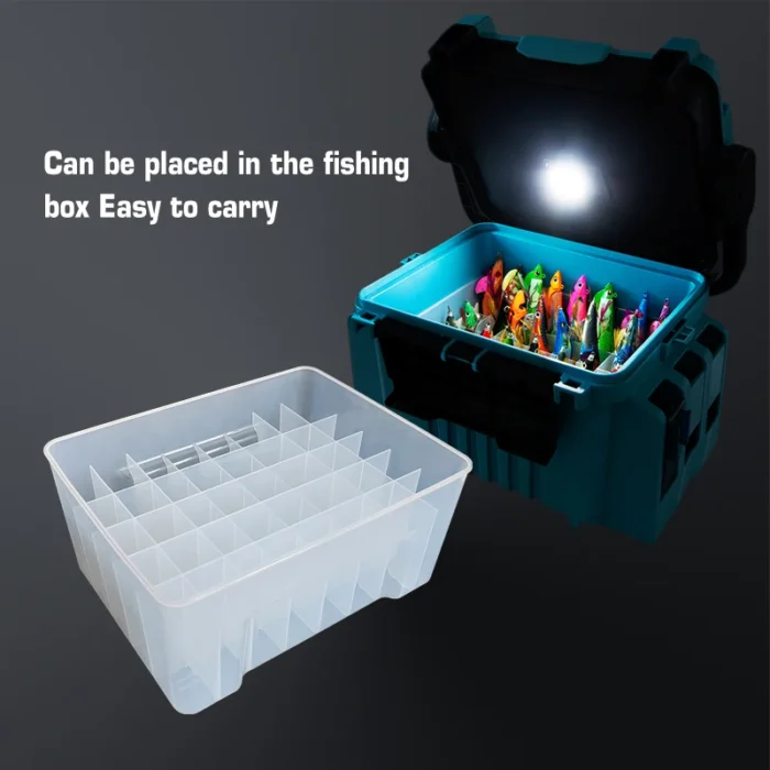 Ilure Large Capacity 40 Grid Fishing Tackle Box Organizer Storage Box Wood Shrimp Squid Bait Carp 4