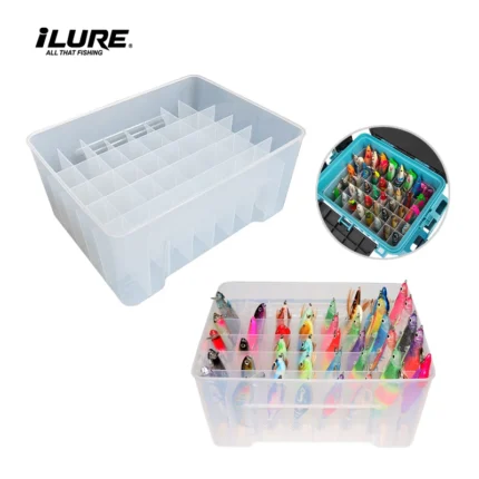 Ilure Large Capacity 40 Grid Fishing Tackle Box Organizer Storage Box Wood Shrimp Squid Bait Carp