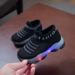 Kids Sneakers Children Baby Girls Boys Letter Mesh Led Luminous Socks Sport Run Sneakers Shoes Sapato 5