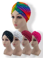 Ladies Silver Knot Knot Hijab Headband Cap Headwear Casual Street Women Muslim Indian Cap Muslim Islamic