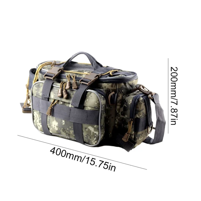 Large Capacity Fishing Tackle Storage Case Multiple Pockets Camo Tackle Bag Adjustable Buckle For Outdoor Travel 5