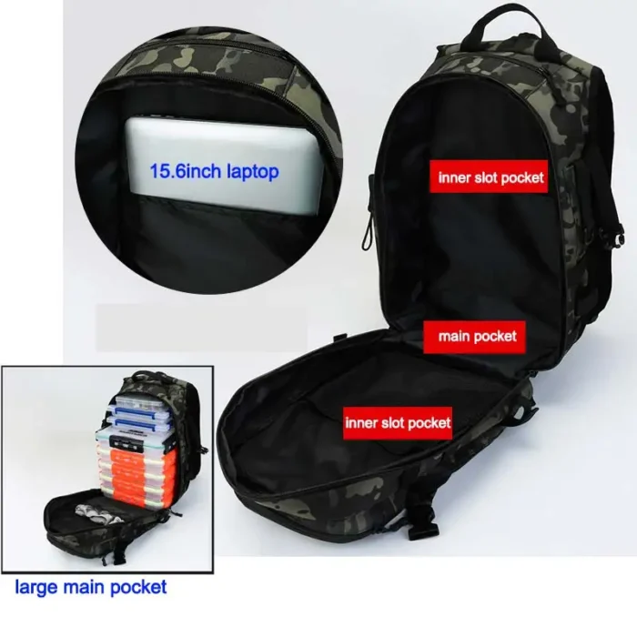 Men Fishing Lure Rod Box Bag Camping Climbing Backpack Hunting Multi Function Military Tactical Men Bags 2