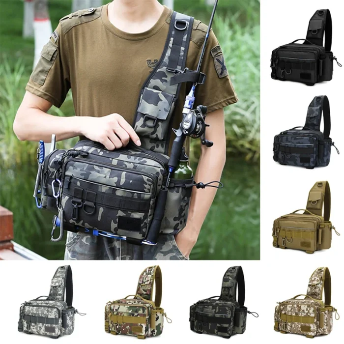 Multifunctional Fishing Tackle Bags Single Shoulder Crossbody Bag Waist Pack Fish Outdoor Storage Fishing Bag