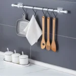Nail Free Adjustable Curtain Rod Holder Clamp Hooks Rod Bracket Holders Adhesive Wall Curtain Fixed Clip 4