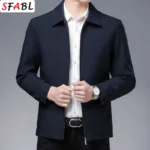 New Brand Men S Jacket Turn Down Collar Men S Jacket Business Casual Solid Color Jacket 2