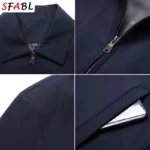 New Brand Men S Jacket Turn Down Collar Men S Jacket Business Casual Solid Color Jacket 4