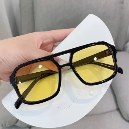 New Fashion Square Sunglasses Women Vintage Frame Female Double Beam Sun Glasses Ocean Gradient Retro Outdoor 1