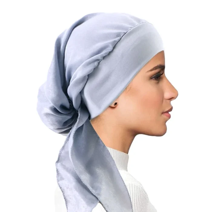 New Women Muslim Hijab Cancer Chemo Cap Turban Beanie Islamic Head Wrap Long Tail Ruffle Pre 3