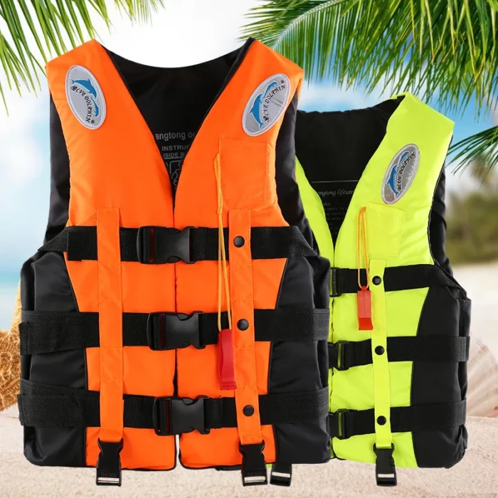 Outdoor Adult Swimming Life Jacket Adjustable Buoyancy Survival Suit Polyester Children Life Vest With Whistle 1